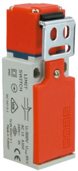 Концевой выключатель, привод изогнутый металлический кронштейн (ключ-инциатор) (1НЗ+1НО, мгновенное сраб.), серия L5, пластиковый корпус (240В AC, 3А), IP65 L5K13LUM321