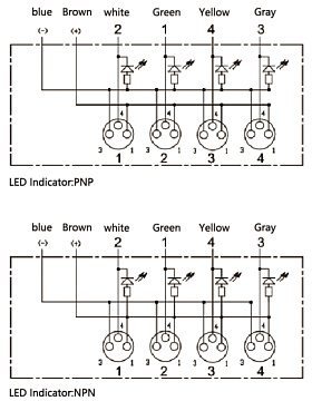 LANBAO DB080403-2-07P Распределительная коробка для датчиков 4 порта М8