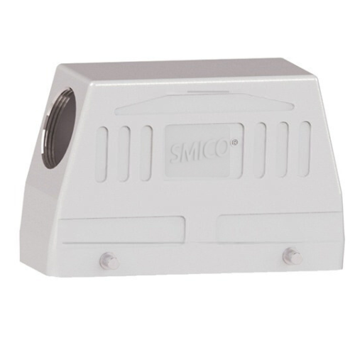 Корпус разъема, размер H24B, кабельный, высокий, угловой ввод M40, металл, IP65, RAL 7037