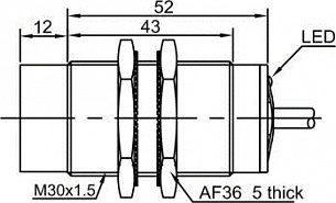 LANBAO LR30XBN15DPOW1 индуктивный датчик M30 PNP NO Sn=15мм кабель 2м, -40...+70С