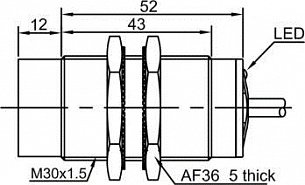 LANBAO LR30XBN15DPOW1 индуктивный датчик M30 PNP NO Sn=15мм кабель 2м, -40...+70С