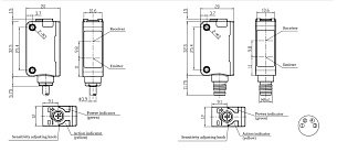 LANBAO PSE-YC35DNBR оптический датчик 32,5x20x12мм NPN NO/NC Sn=350мм BGS (D-тип) кабель 2м