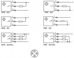 LANBAO LR18XBF08DPOY-E2 индуктивный датчик M18x63мм PNP NO Sn=8мм разъем M12