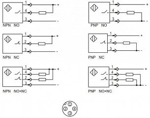 LANBAO LR18XBF08DPOY-E2 индуктивный датчик M18x63мм PNP NO Sn=8мм разъем M12