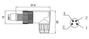 LANBAO QE8-W4G угловой штекер M8 4pin