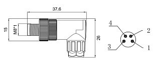 LANBAO QE8-W4G угловой штекер M8 4pin