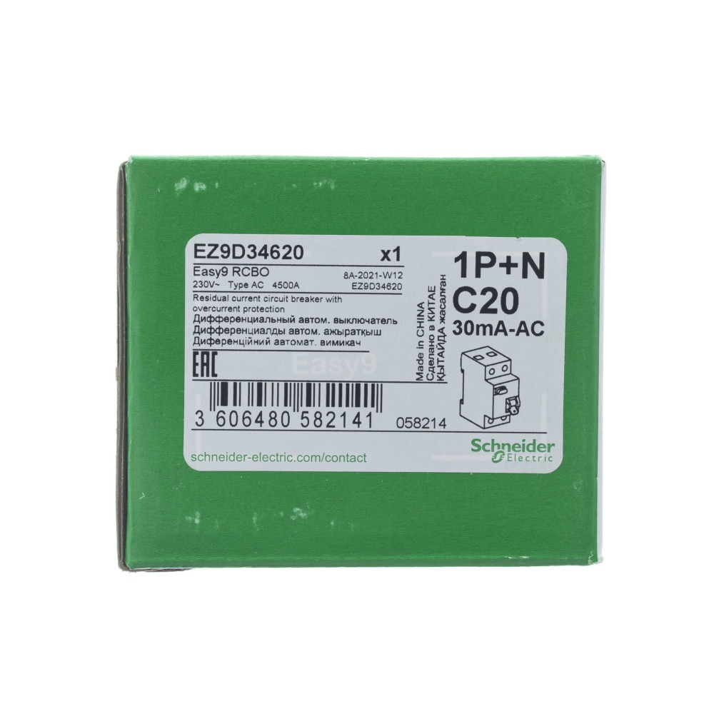 ДИФ. АВТ. ВЫК. EASY 9 1П+Н 20А 30мА C AC