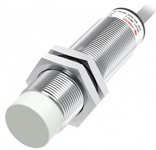 LANBAO LR18XCN08DPOG Индуктивный датчик 8 мм, цилиндрический, незаподлицо, 10…30 DC, PNP, NO, никелированная латунь, кабель PVC 2 м, IP67