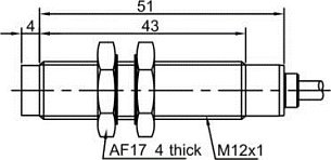 LANBAO LR12XBN04DPOW индуктивный датчик M12х51мм PNP NO Sn=4мм -25...120°C кабель 2м