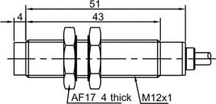 LANBAO LR12XBN04DPOW индуктивный датчик M12х51мм PNP NO Sn=4мм -25...120°C кабель 2м