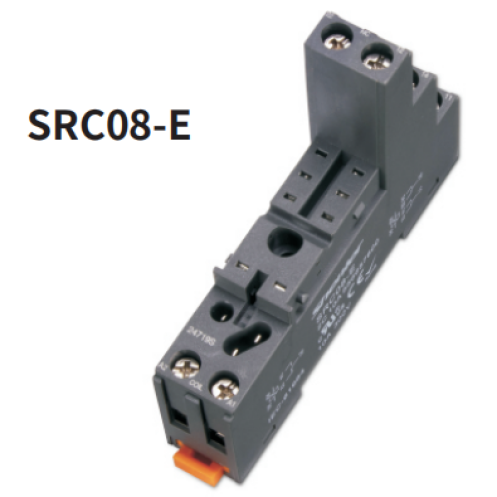 Цоколь SRC08-E, 10A(300V), винтовой зажим, черный, на рейку DIN35/панель, для R2G1CH, R2G2CH, RM84, RM85, RM87L, RM87P, RMP84, RMP85, 41.52, 41.61, 41
