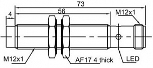 LANBAO LR12XCN10DPOY-E2 Индуктивный датчик М12х69мм PNP NO Sn=10мм разъём М12