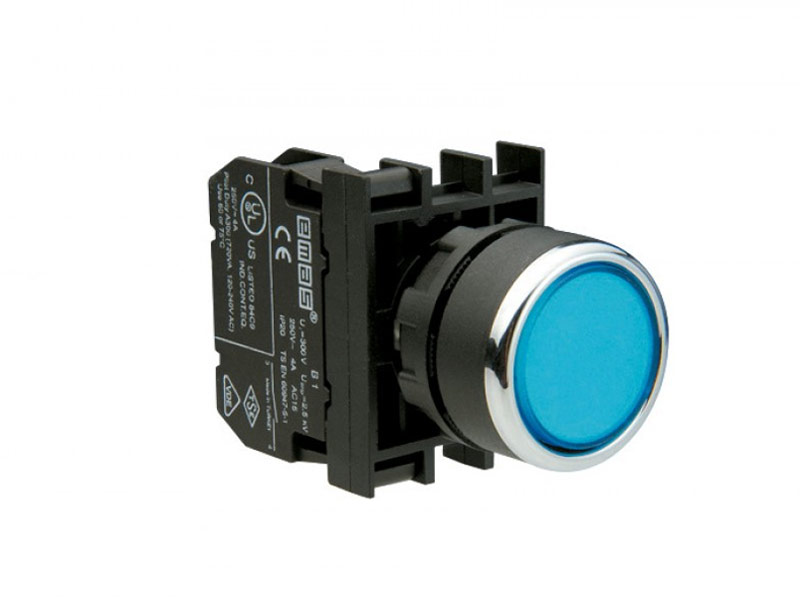 Кнопка (1НО), синий цвет, серия B (250В AC, 4А), IP50 B100DM