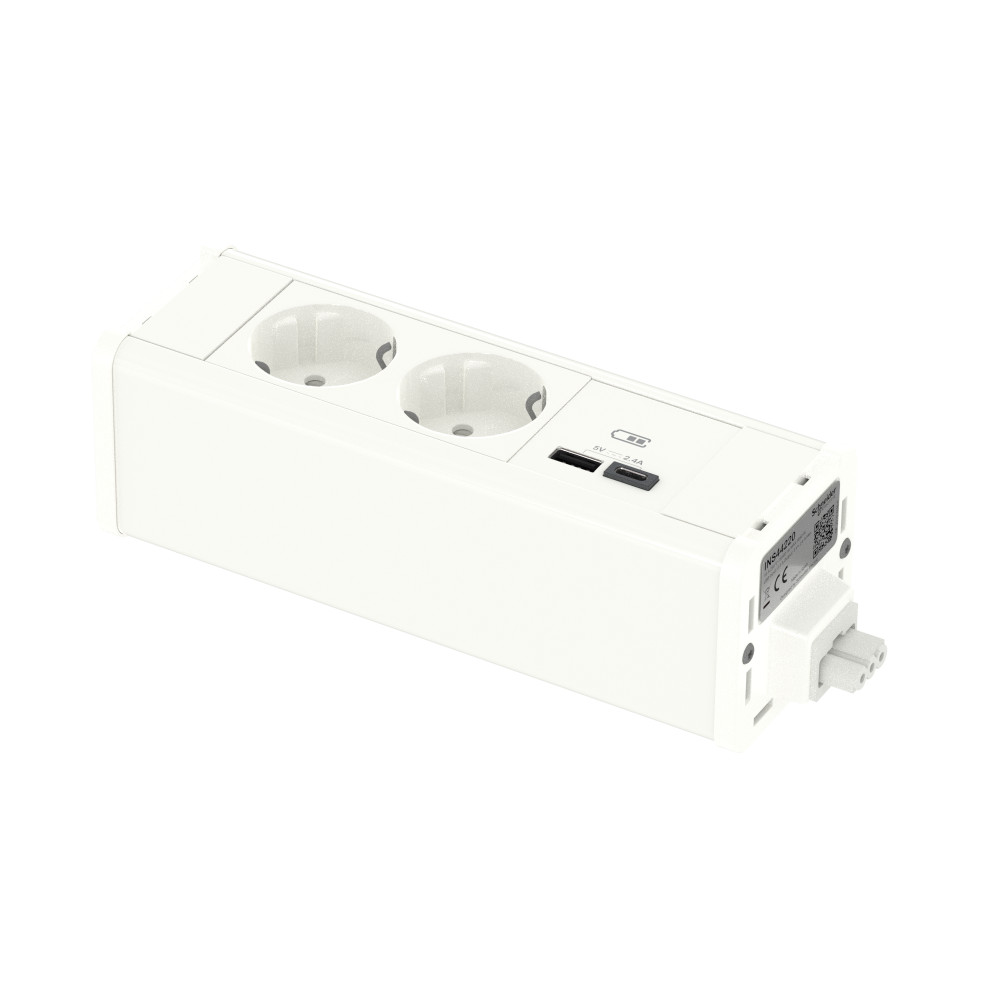 Unica System+ Блок 2хРозетка (2К+З) и 2хUSB A/C БЕЛЫЙ