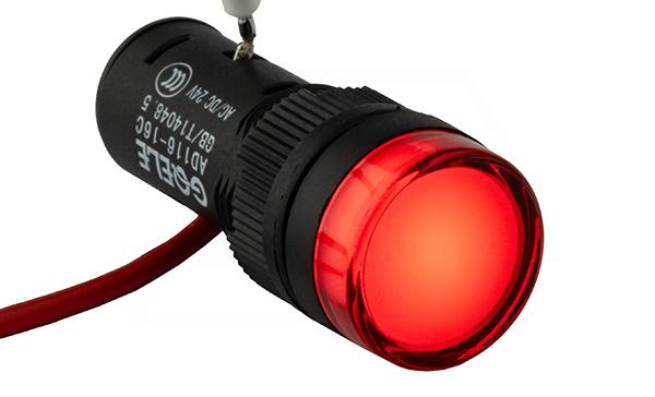 Индикатор светодиодный моноблочный AD16-16C, красный, LED 24VAC/DC, 16mm, IP50