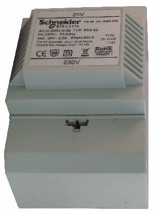 Трансформатор TR 60, ~220/24В 60ВА, установка на DIN рейку или на стену