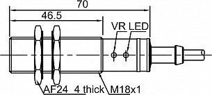LANBAO CR18CF05DNR емкостной датчик M18 NPN NO/NC Sn=5мм кабель 2м