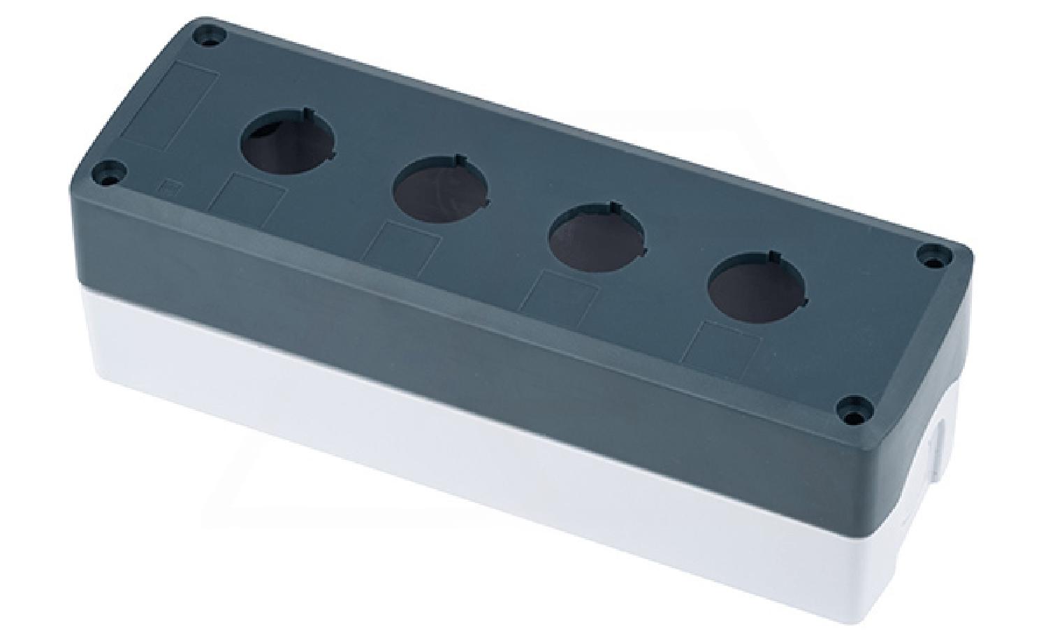 Корпус для поста кнопочного, пластик, серый/черный, 71x210x65,5mm, 4 места, IP65