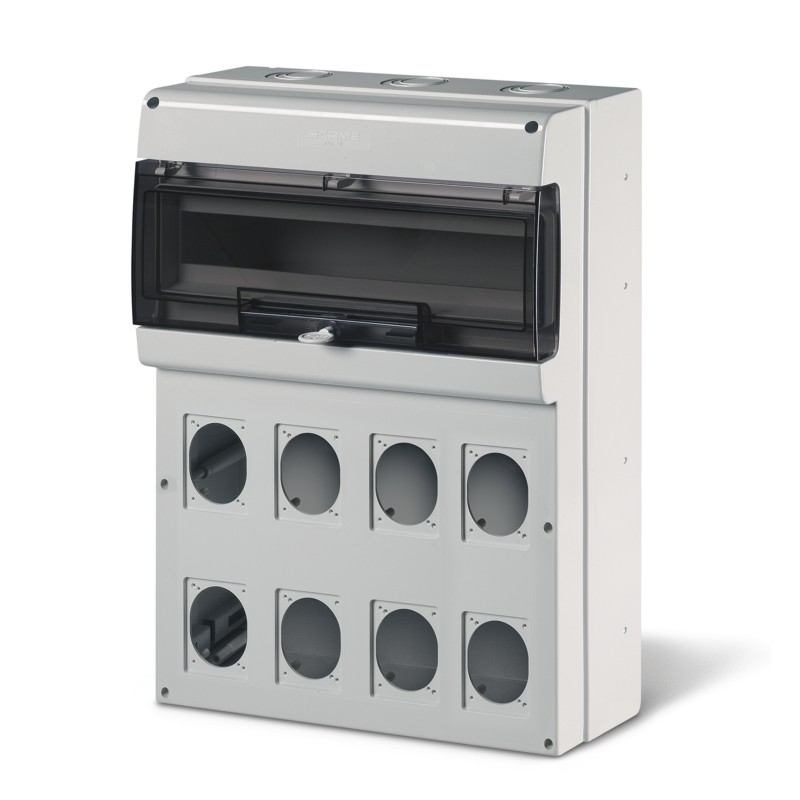 Щит комбинированный навесной M550, 24M + 8 гнезда под разъем 70x87(84x106), 550x477x150, IP66 серия DOMINO