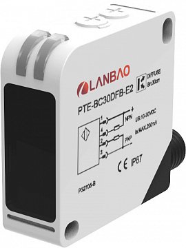 LANBAO PTE-BC30SK-E5 оптический датчик 50x50x18мм Реле Sn=300мм (D-тип) разъем M12