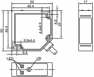 LANBAO PTF-BC50SK Датчик фотоэлектрический диффузный, 50 см, 12-240 DC / 24-240 AC, реле, кабель 2 м