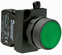 Кнопка нажимная круглая зеленая CP202DY (2НЗ)