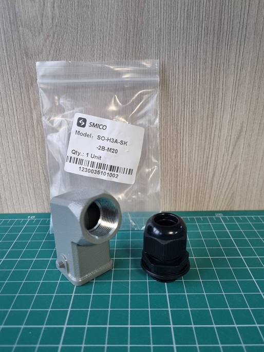 Корпус разъема, размер H3A, кабельный, угловой ввод M20, металл, IP65, RAL 7037