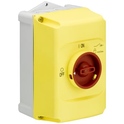 Корпус IB132-Y для MS116 MS(MO)132, IP65 желтый рукоятка красная блок. 3 замками