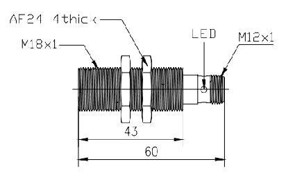 LANBAO LR18XBF08DPOU-E2 Индуктивный датчик 8 мм, цилиндрический, заподлицо, Factor 1, 10…30 DC, PNP,