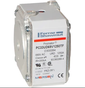Высокоскоростной предохранитель Protistor® с квадратным корпусом, размер 33 aR, 690 В переменного тока, IEC 700 В переменного тока, UL 1250 А, с заподлицо расположенным взрывателем, метрическая резьба