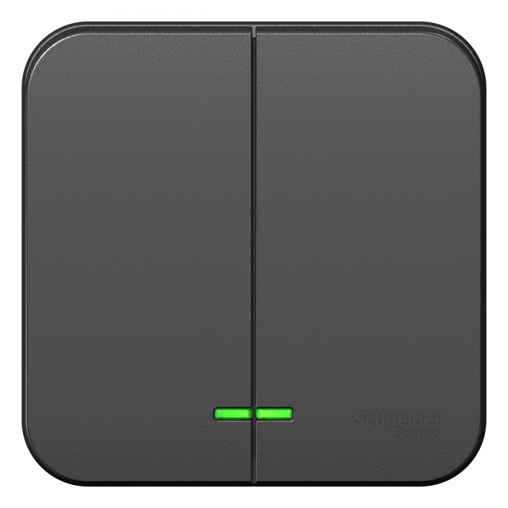 BLANCA О/У 2-клавишный ВЫКЛЮЧАТЕЛЬ (сх.5) с подсветкой, 10А, 250В, АНТРАЦИТ