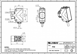 LANBAO PSR-YC10DPBR  оптический датчик гибридный корпус PNP NO/NC Sn=100мм BGS (D-тип) кабель 2 м