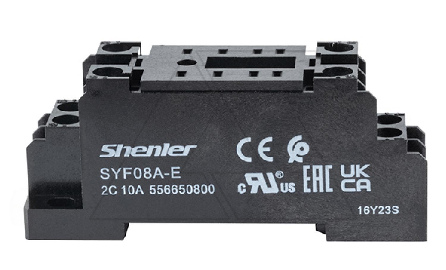 Цоколь SYF08A-E, 10A(300V), винтовой зажим, черный, на рейку DIN35, IP20, для RKM2CO, RKE2CO, RKF2CO