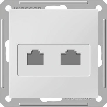 W59 РОЗЕТКА двойная компьютерная RJ45+RJ45 кат. 5e, механизм, БЕЛЫЙ