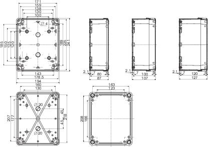 ПЛАСТИКОВАЯ КОРОБКА 241Х192Х87 ABS