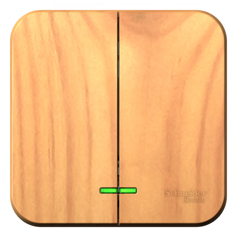 BLANCA О/У 2-клавишный ВЫКЛЮЧАТЕЛЬ (сх.5) с подсветкой, ИЗОЛ.ПЛ, 10А, 250В, ЯСЕНЬ