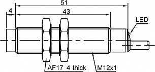 LANBAO LR12XBN08DPRY Индуктивный датчик M12x63мм PNP NO/NC Sn=8мм кабель 2 метра