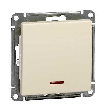 W59 1-клавишный ВЫКЛЮЧАТЕЛЬ с подсветкой, сх.1а, 10АХ, механизм, СЛОНОВАЯ КОСТЬ
