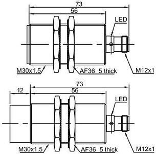 LANBAO LR30XCN15LI4M-E2 Индуктивный датчик расстояния М30 Sn=15мм Разъем M12
