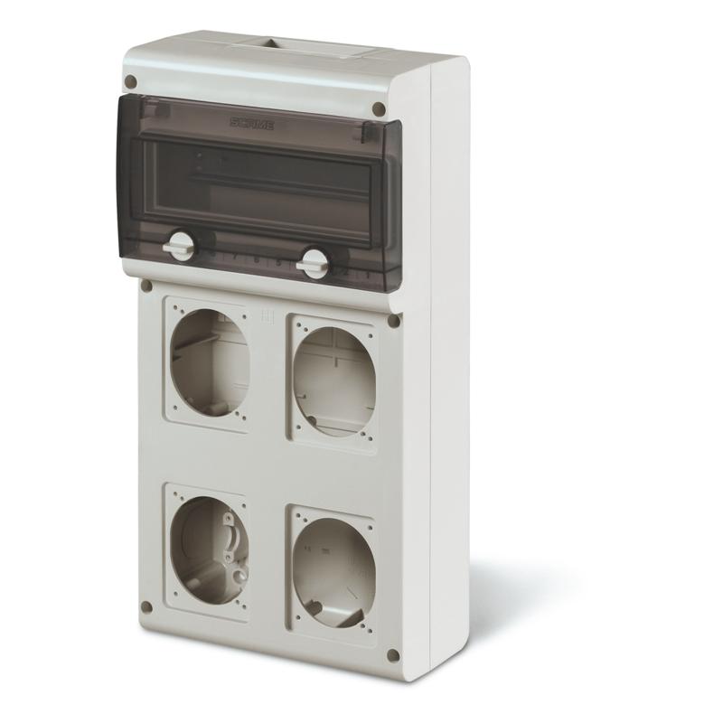 Щит комбинированный навесной BLOCK4, 11M + 4x 70x87(84x106), 212x415x111mm, IK08, IP66, серия BLOCK