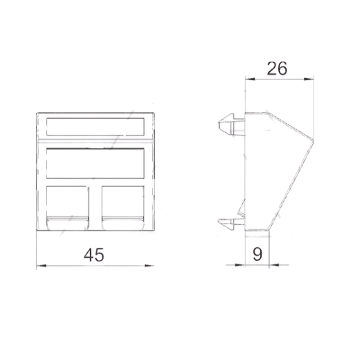 Корпус DTS-2RM RW1 для 2хRJ45 тип RM, пустой, 2M, наклонный вывод, белый, поликарбонат