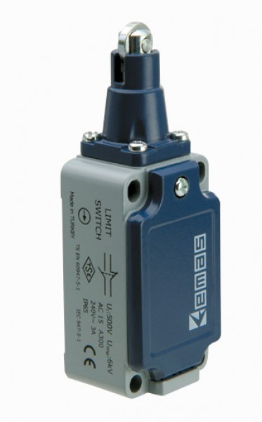 Концевой выключатель, привод роликовый 11мм металлический плунжер (1НЗ+1НО, мгновенное сраб.), серия L52, металлический корпус (240В AC, 3А), IP65