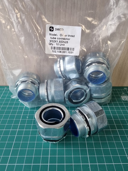 Ввод кабельный M32x1,5 для металлорукава, внутренний диаметр 25mm, металл