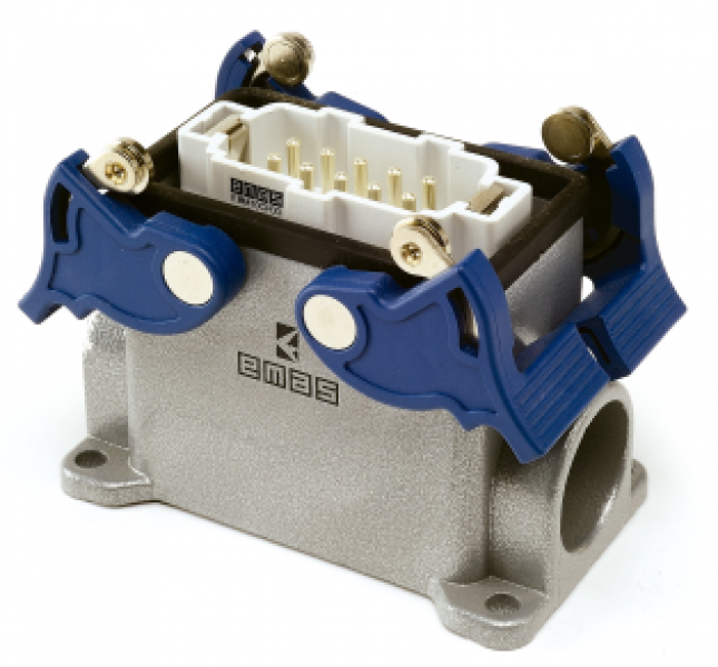 Вилка, 4-фиксатора, боковой ввод, для панели, 10 полюсов, 16А