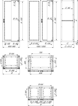 НАПОЛЬНЫЙ ШКАФ SF БЕЗ МОНТАЖНОЙ ПЛАТЫ НЕРЖАВЕЮЩАЯ СТАЛЬ 2000x600x500