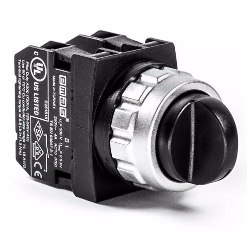 Переключатель 2-0-1 (1НО+1НО), с фиксацией, серия H (30мм) (250В AC, 4А), IP50 H101S30