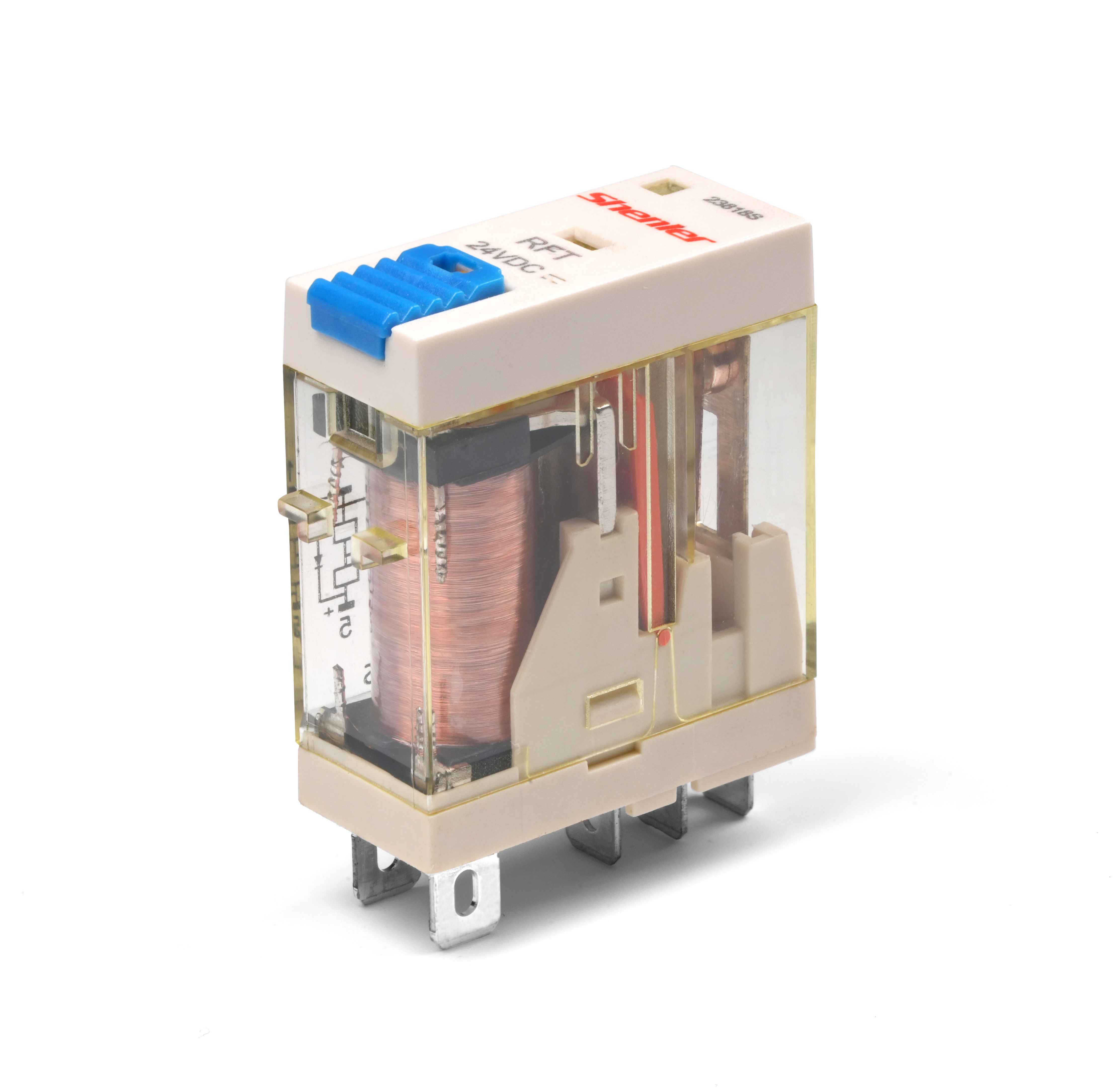 Реле RFT1CO012LT, 1CO, 12A(250VAC/30VDC), 12VDC, мех. индикация, тест-кнопка с блокировкой, LED