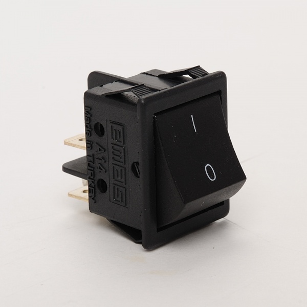 Выключатель клавишный 30*22мм без подсветки (2НО), чёрный цвет корпуса, маркировка 0-1, подкл. клемма (250В AC, 16А), IP20 A14B1H10