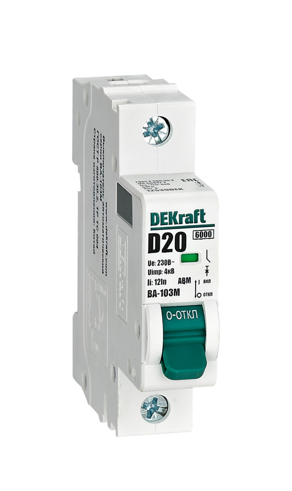 Авт. выкл. без теплозащиты 1P 20А х-ка D 6кА ВА-103M