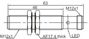 LANBAO LR12XBF04DLCY-E2 Индуктивный датчик М12х63мм NC 2-х проводный Разъем М12 Sn=4мм